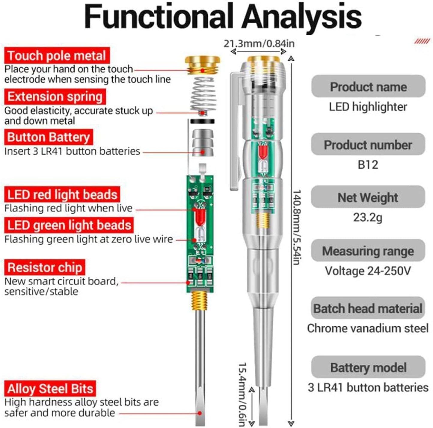 Voltage Tester Pen  with Screwdriver (Pack of 2) (SVK-03)